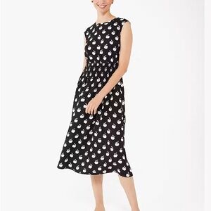 Kate Spade Black and White Patterned Midi Dress